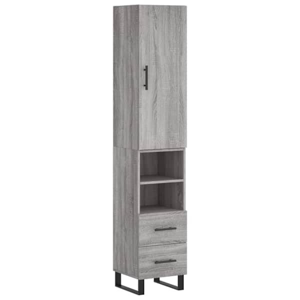 Kõrge kapp, hall Sonoma tamm, 34,5 × 34 × 180 cm, tehispuit