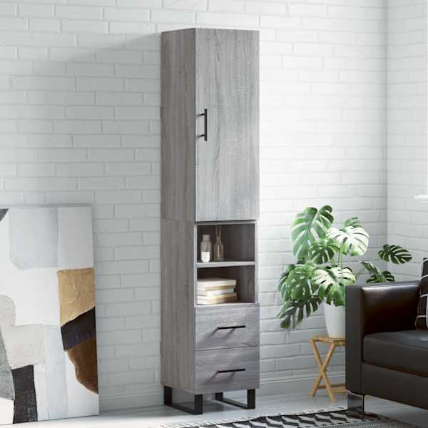 Kõrge kapp, hall Sonoma tamm, 34,5 × 34 × 180 cm, tehispuit