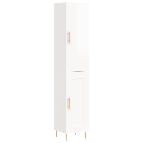Kõrge kapp, kõrgläikega valge, 34,5 × 34 × 180 cm, tehispuit