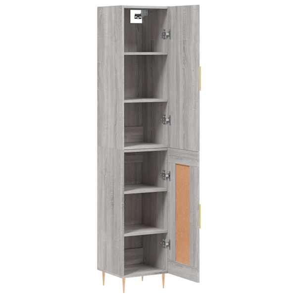 Kõrge kapp, hall Sonoma tamm, 34,5 × 34 × 180 cm, tehispuit