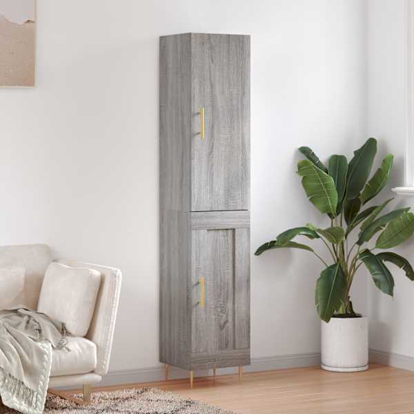 Kõrge kapp, hall Sonoma tamm, 34,5 × 34 × 180 cm, tehispuit