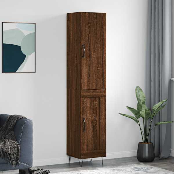 Kõrge kapp, pruun tamm, 34,5 × 34 × 180 cm, tehispuit