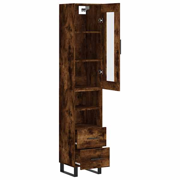 Kõrge kapp, suitsutatud tamm, 34,5 × 34 × 180 cm, tehispuit