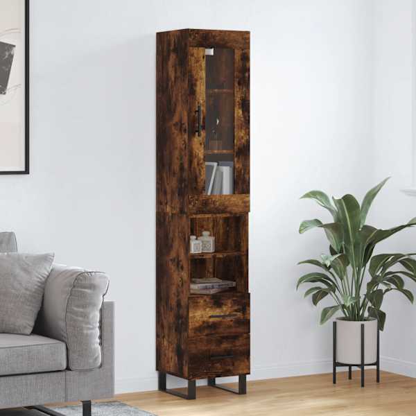 Kõrge kapp, suitsutatud tamm, 34,5 × 34 × 180 cm, tehispuit