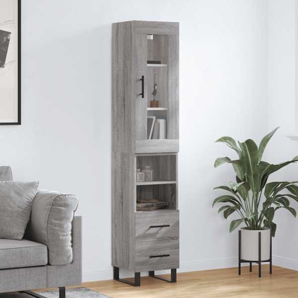 Kõrge kapp, hall Sonoma tamm, 34,5 × 34 × 180 cm, tehispuit