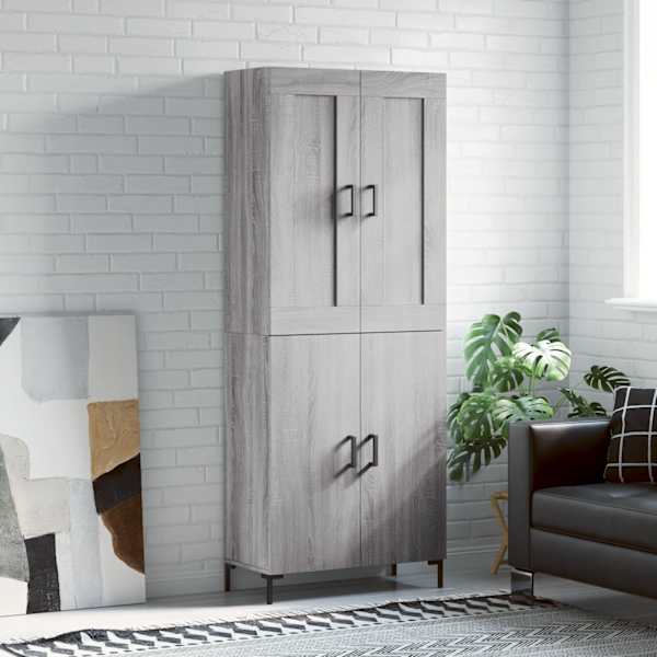 Kõrge kapp, hall Sonoma tamm, 69,5 × 34 × 180 cm, tehispuit