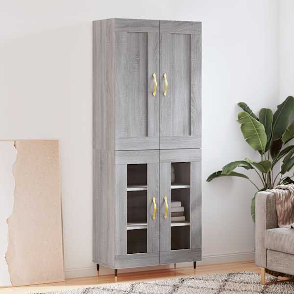 Kõrge kapp, hall Sonoma tamm, 69,5 × 34 × 180 cm, tehispuit