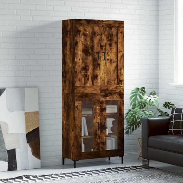 Kõrge kapp, suitsutatud tamm, 69,5 × 34 × 180 cm, tehispuit