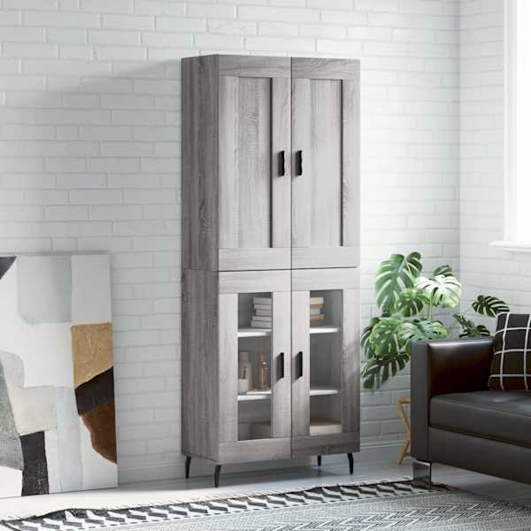 Kõrge kapp, hall Sonoma tamm, 69,5 × 34 × 180 cm, tehispuit