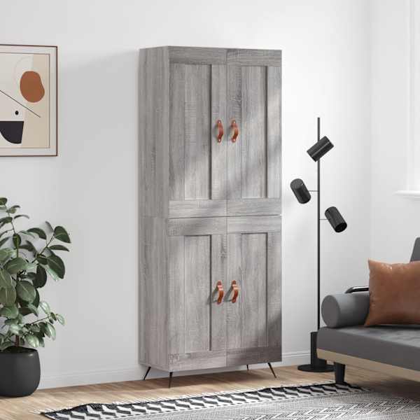 Kõrge kapp, hall Sonoma tamm, 69,5 × 34 × 180 cm, tehispuit