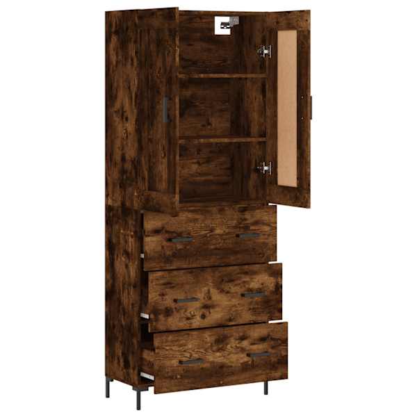 Kõrge kapp, suitsutatud tamm, 69,5 × 34 × 180 cm, tehispuit