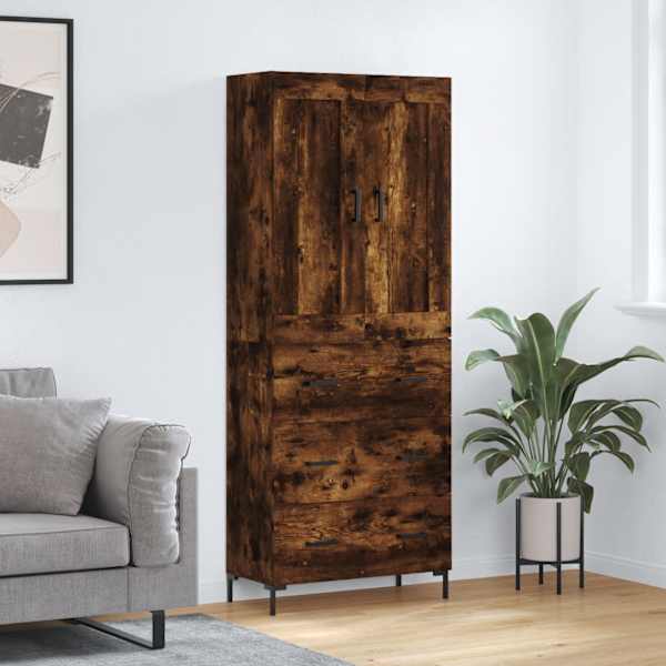 Kõrge kapp, suitsutatud tamm, 69,5 × 34 × 180 cm, tehispuit
