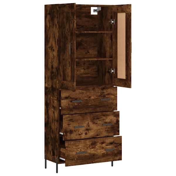Kõrge kapp, suitsutatud tamm, 69,5 × 34 × 180 cm, tehispuit
