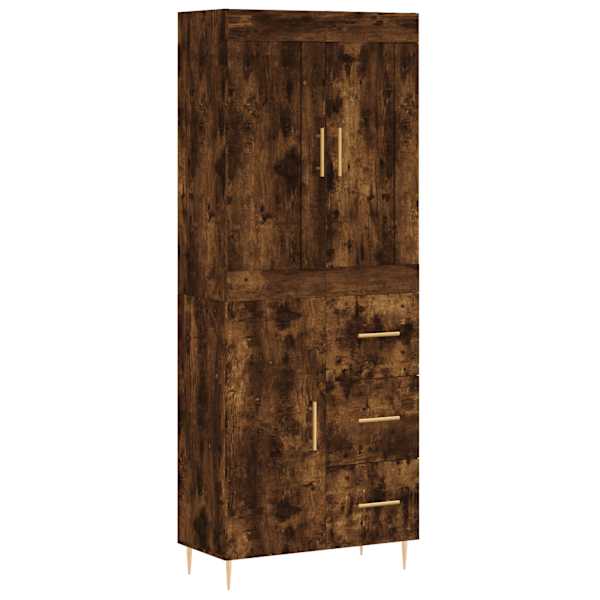 Kõrge kapp, suitsutatud tamm, 69,5 × 34 × 180 cm, tehispuit