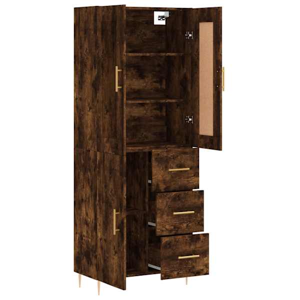 Kõrge kapp, suitsutatud tamm, 69,5 × 34 × 180 cm, tehispuit