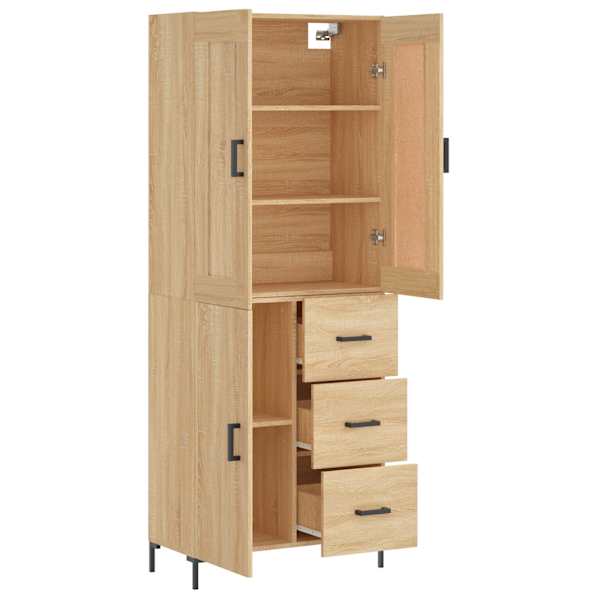 Kõrge kapp, Sonoma tamm, 69,5 × 34 × 180 cm, tehispuit