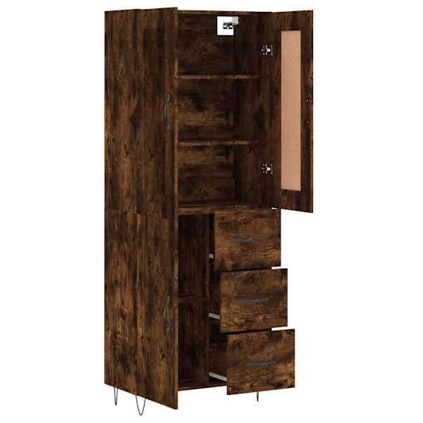 Kõrge kapp, suitsutatud tamm, 69,5 × 34 × 180 cm, tehispuit