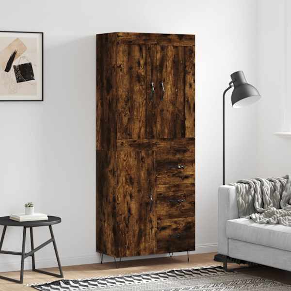 Kõrge kapp, suitsutatud tamm, 69,5 × 34 × 180 cm, tehispuit