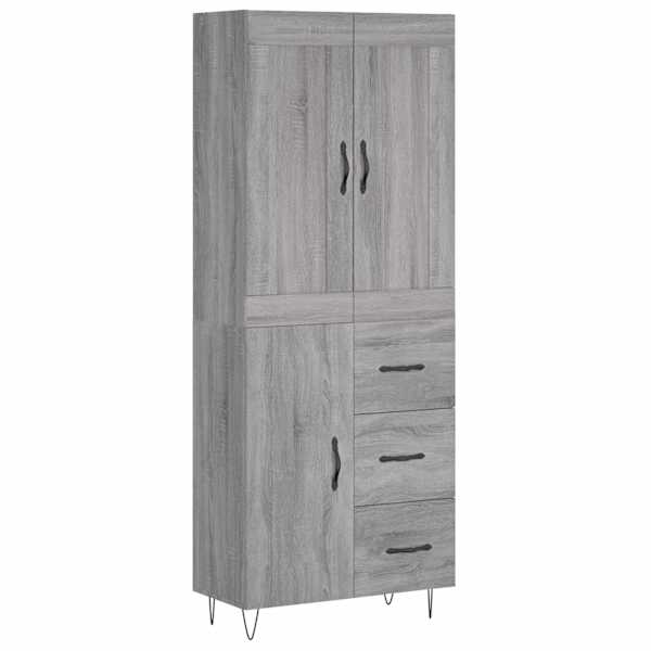 Kõrge kapp, hall Sonoma tamm, 69,5 × 34 × 180 cm, tehispuit