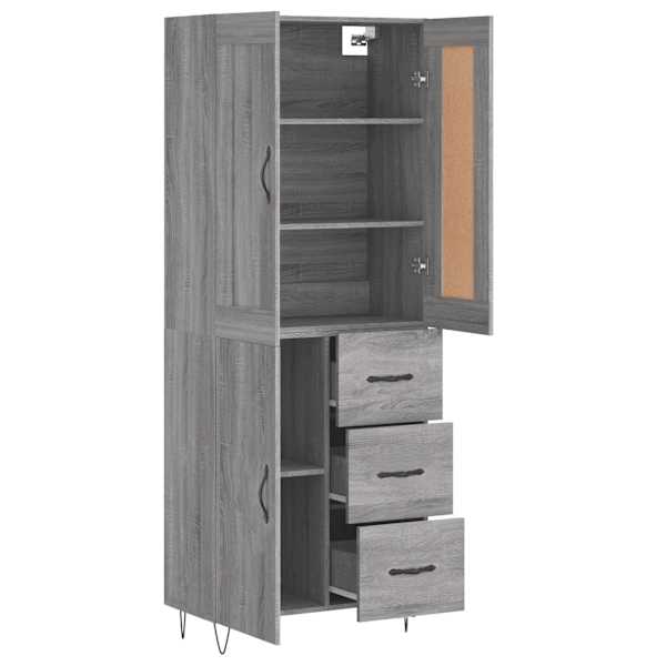 Kõrge kapp, hall Sonoma tamm, 69,5 × 34 × 180 cm, tehispuit