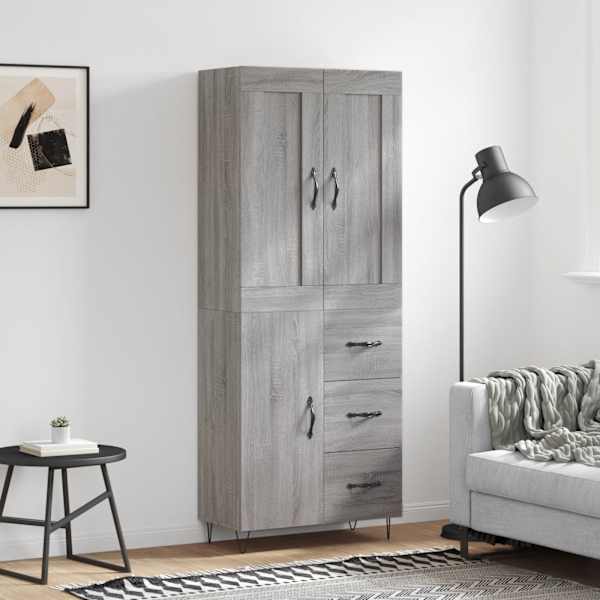 Kõrge kapp, hall Sonoma tamm, 69,5 × 34 × 180 cm, tehispuit