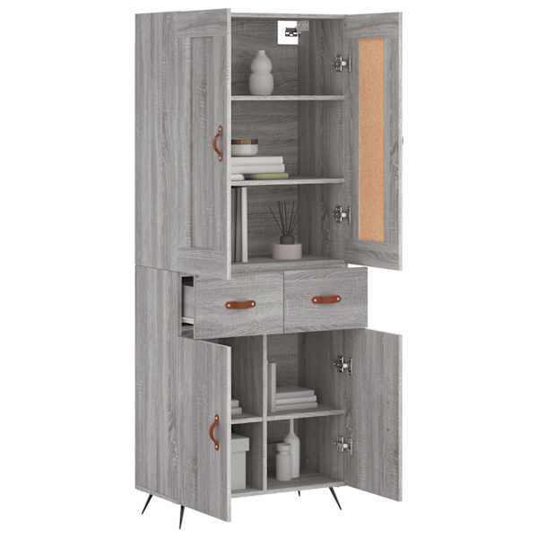 Kõrge kapp, hall Sonoma tamm, 69,5 × 34 × 180 cm, tehispuit