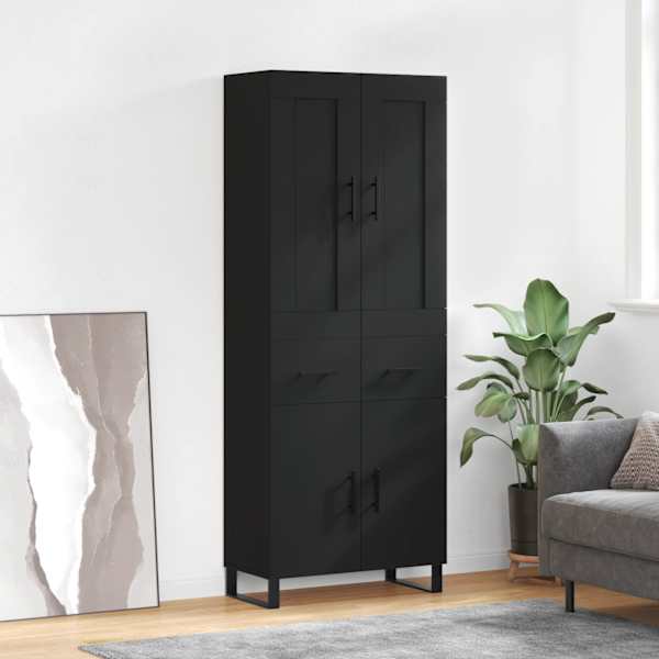 Kõrge kapp, must, 69,5 × 34 × 180 cm, tehispuit