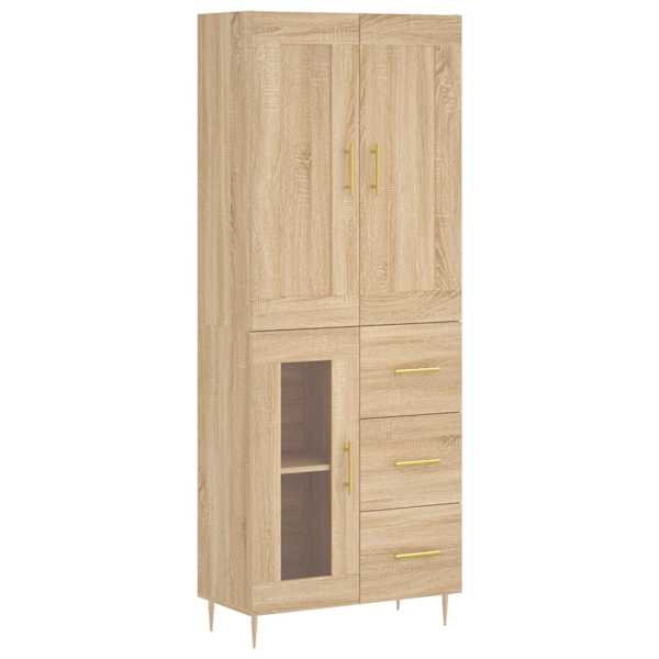 Kõrge kapp, Sonoma tamm, 69,5 × 34 × 180 cm, tehispuit