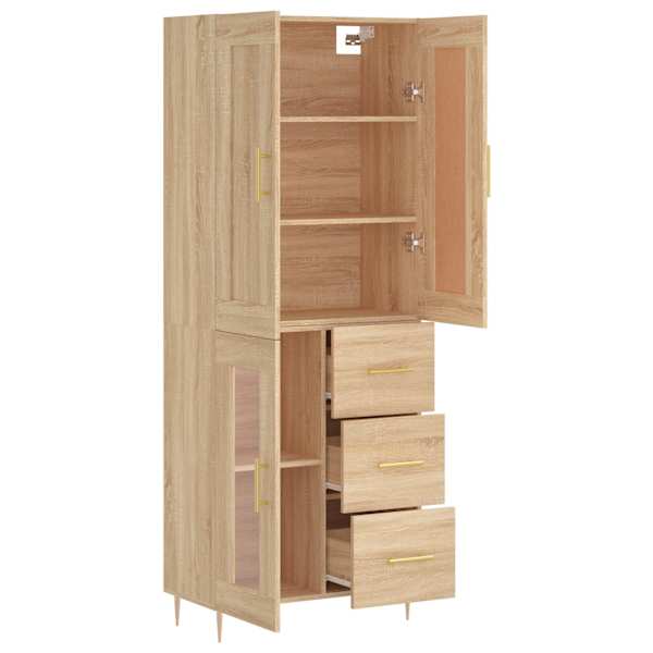 Kõrge kapp, Sonoma tamm, 69,5 × 34 × 180 cm, tehispuit