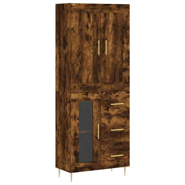 Kõrge kapp, suitsutatud tamm, 69,5 × 34 × 180 cm, tehispuit