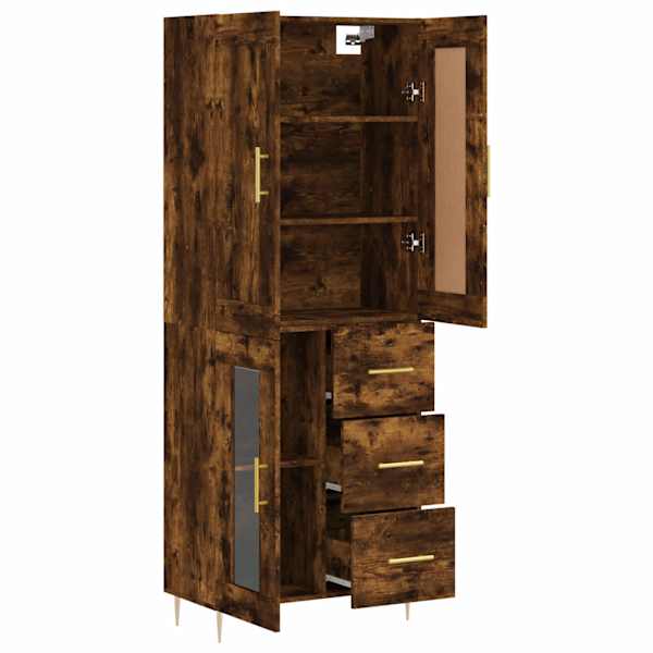 Kõrge kapp, suitsutatud tamm, 69,5 × 34 × 180 cm, tehispuit