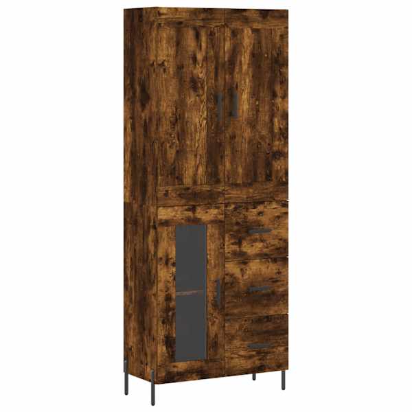 Kõrge kapp, suitsutatud tamm, 69,5 × 34 × 180 cm, tehispuit