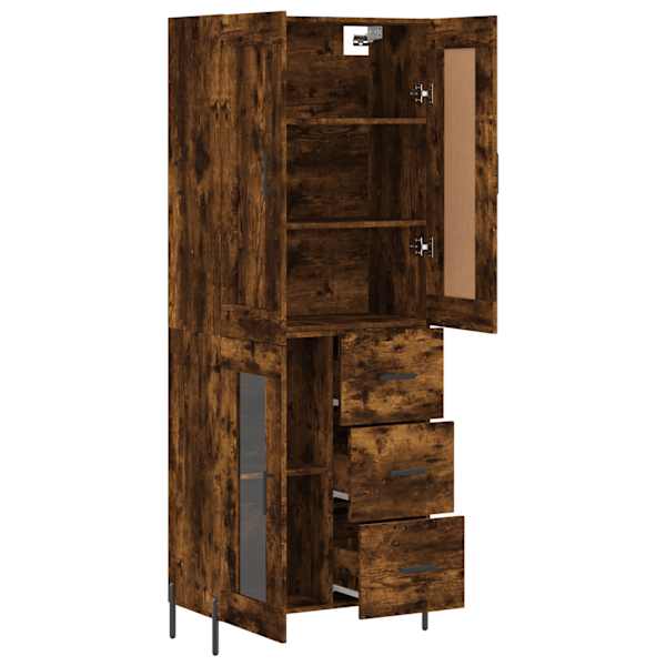 Kõrge kapp, suitsutatud tamm, 69,5 × 34 × 180 cm, tehispuit