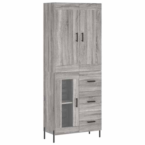 Kõrge kapp, hall Sonoma tamm, 69,5 × 34 × 180 cm, tehispuit