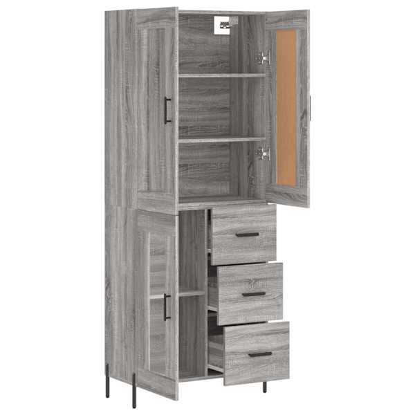 Kõrge kapp, hall Sonoma tamm, 69,5 × 34 × 180 cm, tehispuit