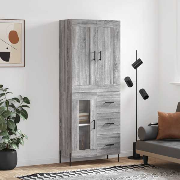 Kõrge kapp, hall Sonoma tamm, 69,5 × 34 × 180 cm, tehispuit