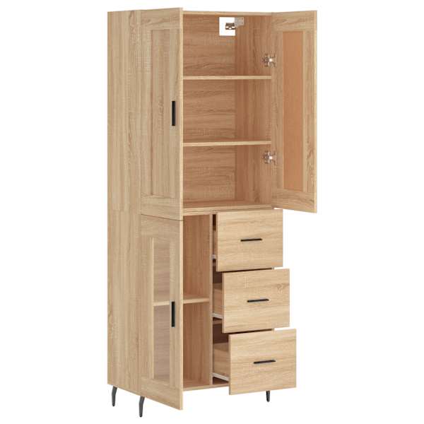 Kõrge kapp, Sonoma tamm, 69,5 × 34 × 180 cm, tehispuit