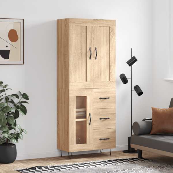 Kõrge kapp, Sonoma tamm, 69,5 × 34 × 180 cm, tehispuit