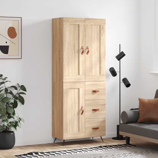 Kõrge kapp, Sonoma tamm, 69,5 × 34 × 180 cm, tehispuit