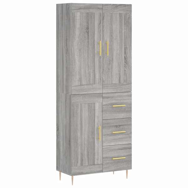 Kõrge kapp, hall Sonoma tamm, 69,5 × 34 × 180 cm, tehispuit