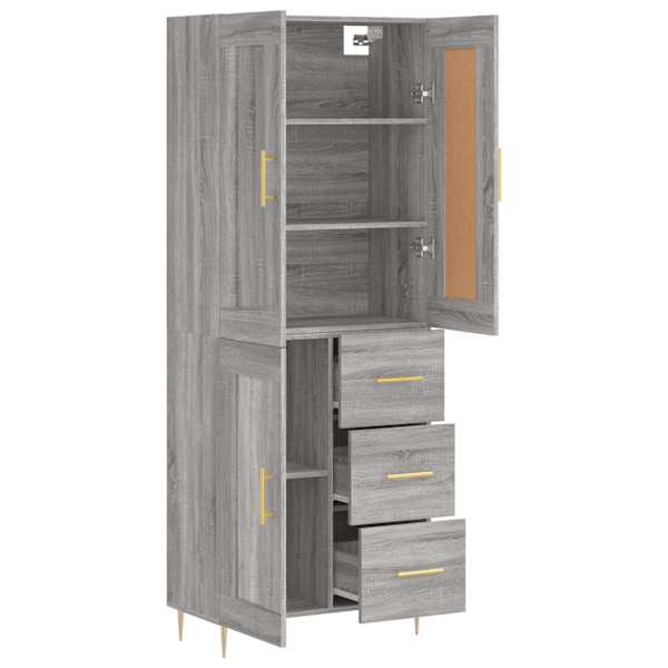 Kõrge kapp, hall Sonoma tamm, 69,5 × 34 × 180 cm, tehispuit