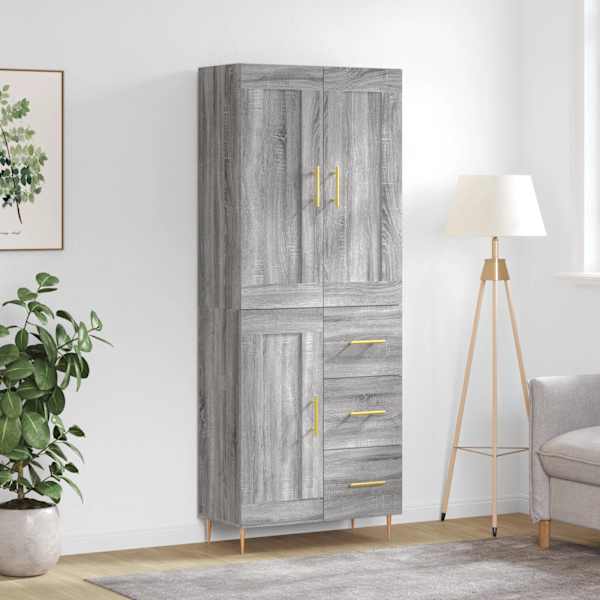 Kõrge kapp, hall Sonoma tamm, 69,5 × 34 × 180 cm, tehispuit