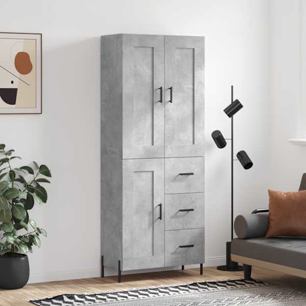 Kõrge kapp, betoonhall, 69,5 × 34 × 180 cm,tehispuit