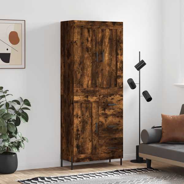 Kõrge kapp, suitsutatud tamm, 69,5 × 34 × 180 cm, tehispuit