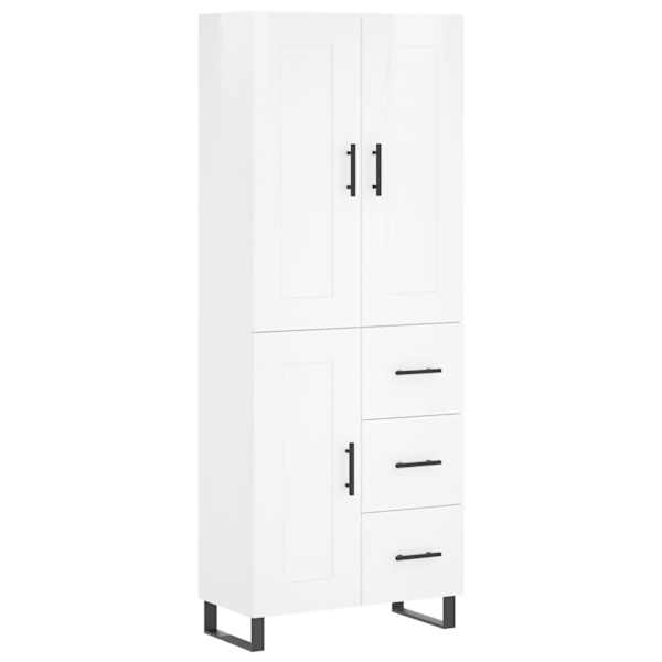 Kõrge kapp, kõrgläikega valge, 69,5 × 34 × 180 cm, tehispuit