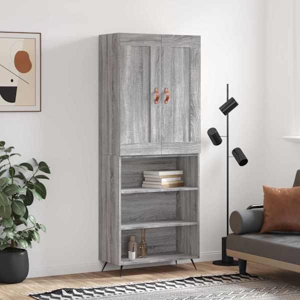 Kõrge kapp, hall Sonoma tamm, 69,5 × 34 × 180 cm, tehispuit