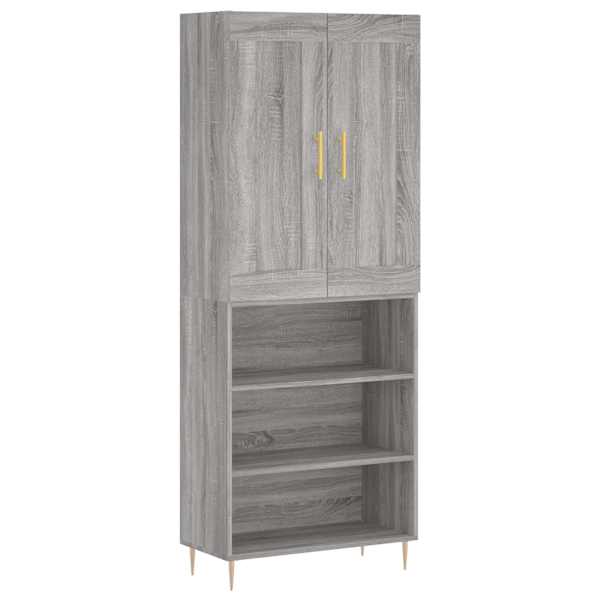 Kõrge kapp, hall Sonoma tamm, 69,5 × 34 × 180 cm, tehispuit