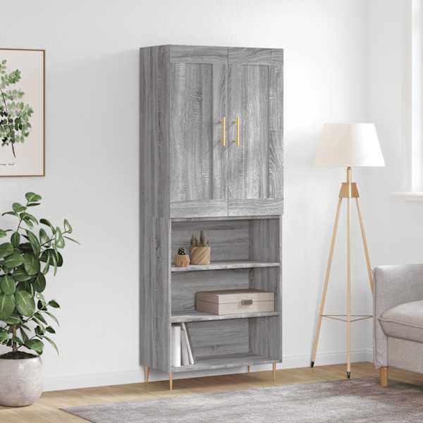 Kõrge kapp, hall Sonoma tamm, 69,5 × 34 × 180 cm, tehispuit