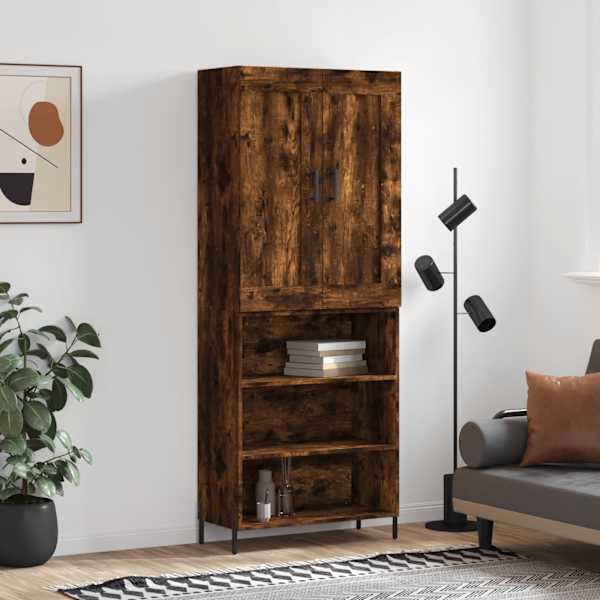 Kõrge kapp, suitsutatud tamm, 69,5 × 34 × 180 cm, tehispuit