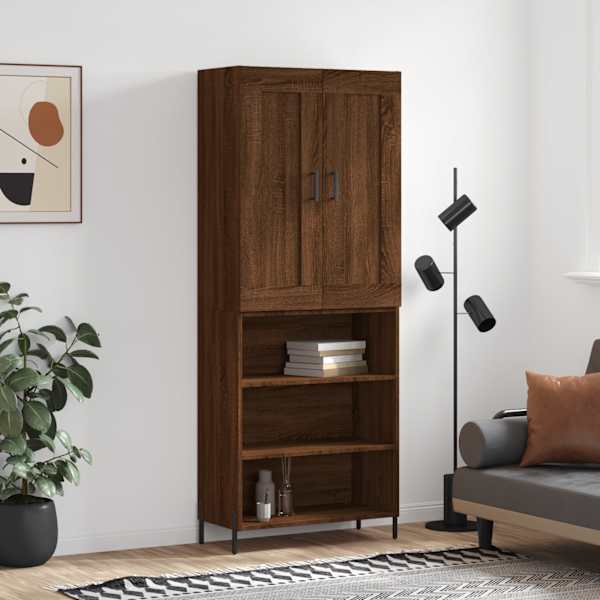 Kõrge kapp, pruun tamm, 69,5 × 34 × 180 cm, tehispuit
